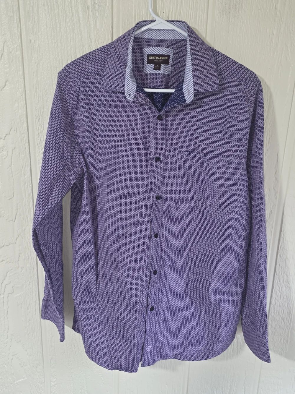 Men's Johnston & Murphy Purple Microdot Button-Down Shirt, Size Medium